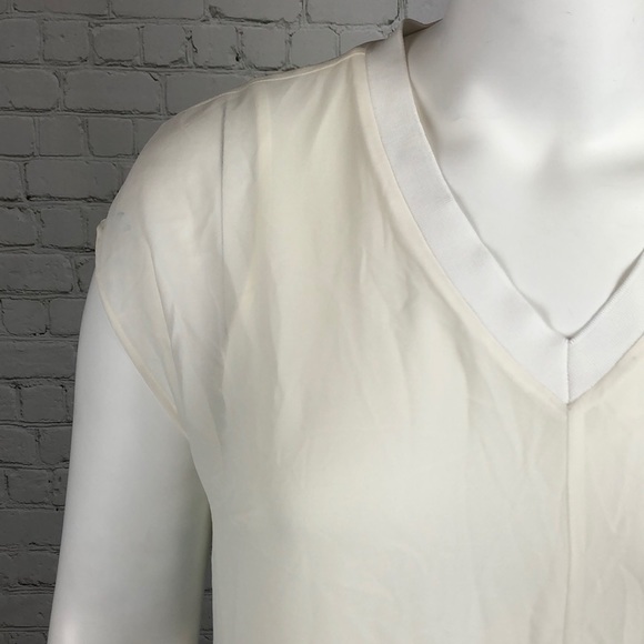 1X 3X Alfani Ivory Split Front Sheer Overlay Top Plus Size - Picture 5 of 6